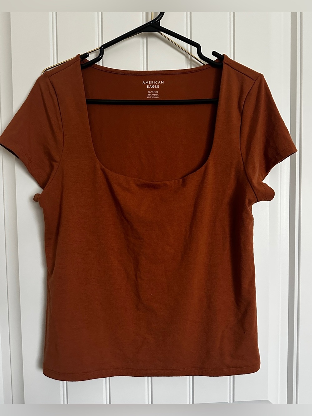 American Eagle Outfitters Scoop Neck Short Sleeve Top - Burnt Orange